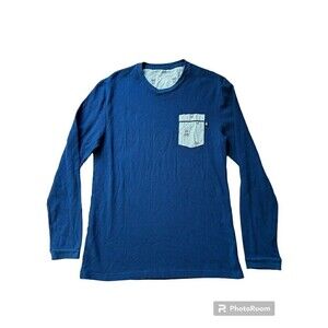 Psycho Bunny Blue Long Sleeve Waffle Knit Pocket Shirt Mens‎ L